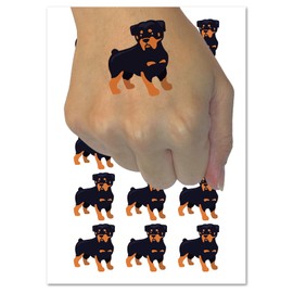 Rottweiler Rottie Standing Dog Temporary Tattoo Water Resistant Fake Body Art Set Collection - 15 2" Tattoos (1 Sheet)