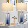 26" Coastal Blue Glass Table Lamps Set of 2, 3-Way
