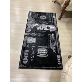 100 Dollar Bill Rug One Hundred Graffiti HipHop Non-Slip Money Carpet 47x19.7in - Size: 24x16