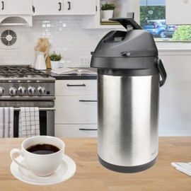 Brentwood 3.5-Liter Airpot Hot & Cold Drink Dispenser, Stainless Steel, Black