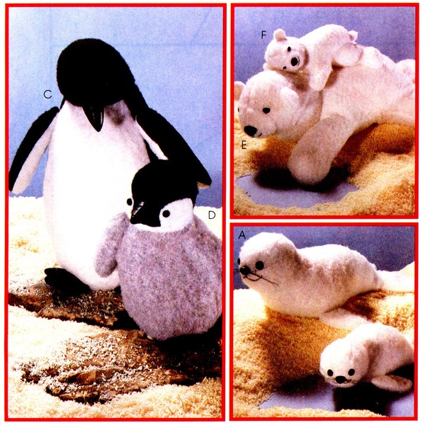 McCall's 8509 Crafts Sewing Pattern Mother & Babies Seal Penguin Polar Bear