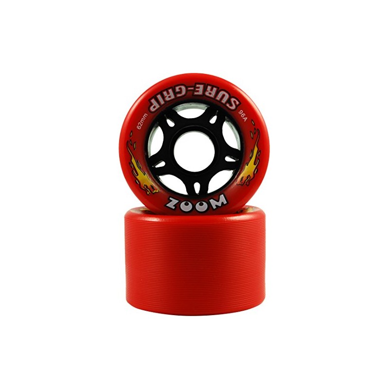 Sure-Grip Zoom Speed Roller Skate Wheels - neon/red