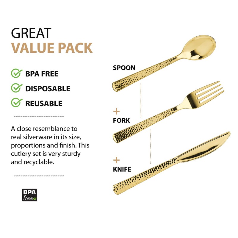 Plastic Cutlery Silverware Extra Heavyweight Disposable Flatware, Full Size Cutlery