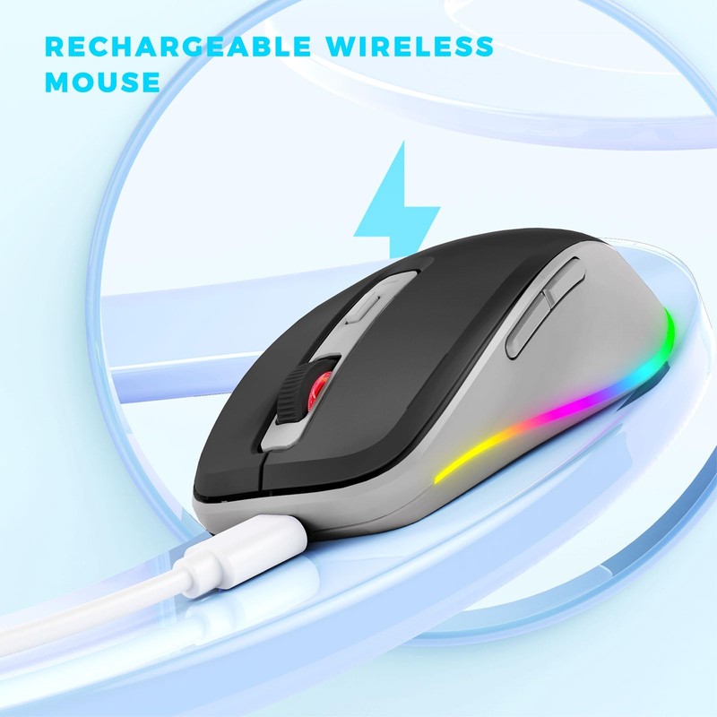 PEIOUS Wireless Mouse Jiggler - LED Wireless Mice with Build-in