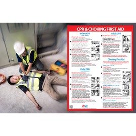 CPR Posters (2 Pack) - Laminated, 17 x 22 inches - Heimlich Maneuver Restaurant Signs - Infant, Child, Adult CPR and Choking First Aid Posters - School Nurse Office Decor