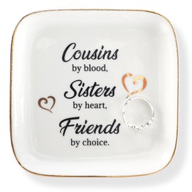 Scwhousi Cousin Gifts for Women Mothers Day Ring Dish,Cousin Birthday Gifts for New Cousin Sister Thanksgiving Christmas Valentines Gifts-Cousin by Blood,Sister by Heart,Friend by Choice