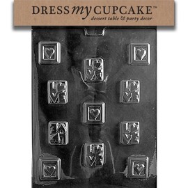 Dress My Cupcake DMCV008 Chocolate Candy Mold, Love Square s, Valentine's Day