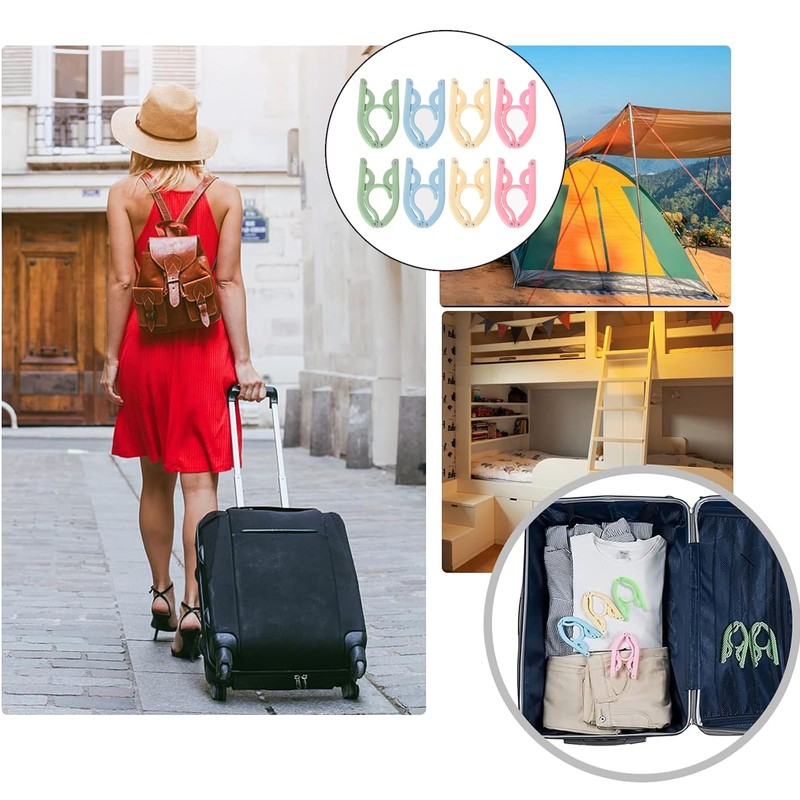 16 x Foldable Hangers with Non-Slip Surface in Four Colours,