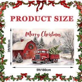Merry Christmas Flag 3x5 ft Large Christmas Flags for Outside 3x5 Double Sided Farmhouse Garden Flag Xmas Red Truck Outdoor Winter Holiday Garden Yard Decoration