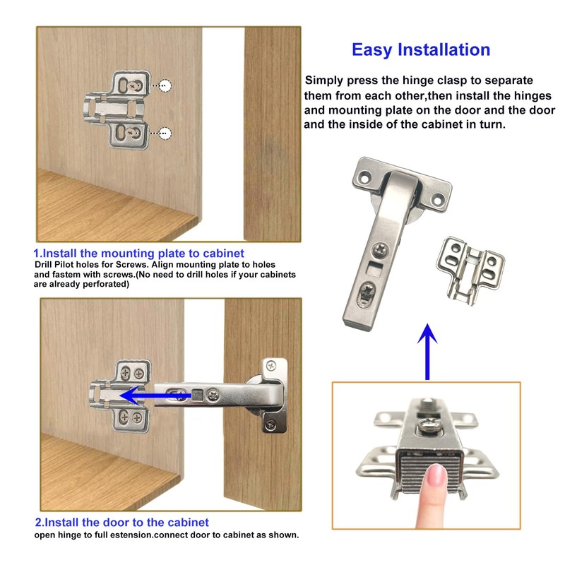 90 Degree Soft Close Cabinet Hinges, Detachable Blind Corner Kitchen