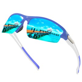 MY JAYM Polarized Sports Sunglasses for Men Women Driving Sunglasses UV400 Protection Cycling Running Fishing Designer Lightweight Black Blue