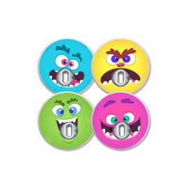 MySweetStitch Freestyle Libre 3 Sensor Stickers, Set of 4, Sugar Monsters, with Ventilation Hole, Made in Germany