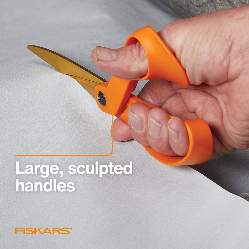 Fiskars 9" Titanium Shop Shears Heavy Duty Serrated Multipurpose Scissors