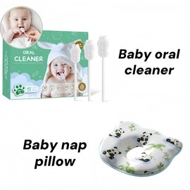 42 count Baby Oral Cleaner Tongue Cleaner Gauze, Baby Toothbrush Disposable Oral Cleaner, Toddler Toothbrush for Tooth Mouth Gum Clean,  Baby Oral Cleaner Newborn - set: oral cleaner+baby pillow