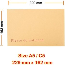 5 X A5/C5 Board Back Manila Envelopes. Please Do Not Bend Written On Each Envelope. Size- 229mm x 162mm .Self Seal Secure Envelopes. 5 ENVELOPES