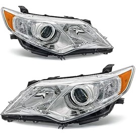 for 2012 2013 2014 Camry Headlight Assembly Compatible 2012-2014 Toyota Camry L/Se/Le/Xle/Hybrid Headlamp Replacement with Chrome Housing Left and Right