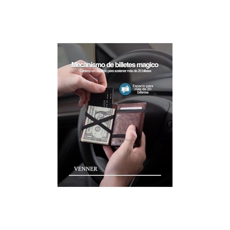 Venner Wallet - Cartera Minimalista RFID para Hombre y Mujer,