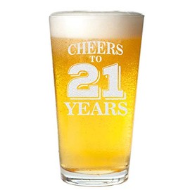 Veracco Cheers To 21 Years Twenty First Pint Beer Glass 21st Birthday Gift For Him Her (Clear, Glass)