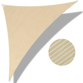 6' x 8' x 10' Triangle Sun Shade Sail Canopy UV Block Fabric Shelter Cloth Screen Awning for Outdoor Patio Garden - 185 GSM, 95% UV Block, Heavy Duty, Customized, Beige