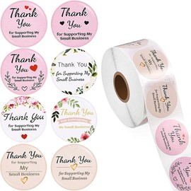 Thank You for Your Order Stickers, 1.5" Small Business Labels, 500 Labels Per Roll,Round Circle Label Stickers for Business, Online Retailers, Boutiques, Shops to Use on Bags, Boxes and Envelope Handmade Stationery Supplies (Flower)