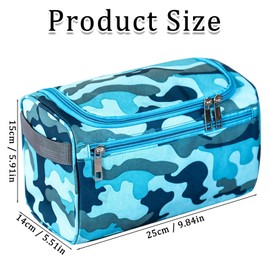 Boys Wash Bag with Camouflage Design – Boys Toiletry Bag for Travel and Sports, Durable & Waterproof Kids Wash Bag with Handle and Zipper for School, Gym or Holidays