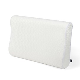 Brookstone Cool Touch Contour Comfort Pillow for Side Sleepers - Ergonomic Memory Foam Cervical Neck Pillow for Sleeping, Supportive and Contoured for Optimal Comfort - White