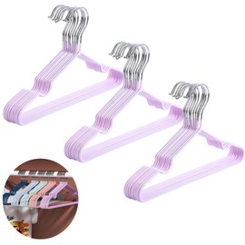 30 Perchas para Niños, Ganchos para Ropa de Plástico Sumergidas, Perchas Antideslizantes con Diseño de Hombro Cóncavo, 30cm Perchas de Ropa Ahorrar Espacio, para Faldas,Pants,Camisas,Chaleco (Morado)