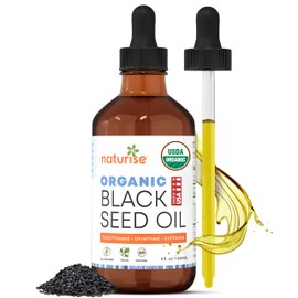 Naturise USDA Black Cumin Seed Oil Organic – Nigella Sativa Black Seed Oil Organic Cold Pressed & Unrefined in Glass Bottle – Vegan, Non-GMO Blackseed Nails & Hair Growth Oils (4 fl oz)