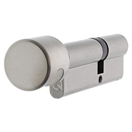 QPlus24 Knob Cylinder Simultaneous Locking Cylinder with 3 Keys and Shopping Trolley Release Door Lock Front Door Security Lock 55/40K GS1