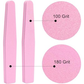 Paquete de 20 limas de bloque de uñas lavables, doble cara, 100/180, lima de lijado (rosa)