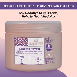 SILKY Technobasic Rebuild Hair Butter - Natural Hair Repair Butter for Split Ends & Dryness - Deeply Moisturizing Pre-Shampoo Treatment for Nourishment - Hair Cream Ideal for All Hair Types - 500ml
