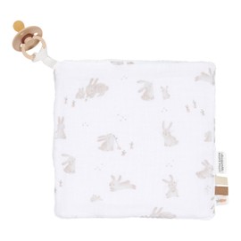 Little Dutch Baby Bunny Dummy Blanket - Newborn Naturals White / Beige, White / beige