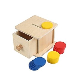 Adena Montessori Infant Coin Box Montessori Toys for 1 Year Old Babies 1.5 - 2 Years Toddlers (Typical - Drawer Comes Out)