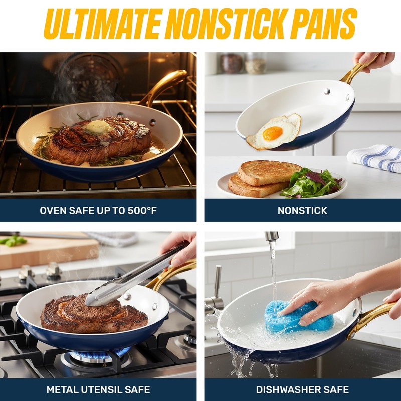 Gotham Steel 12 Pc Ceramic Cookware Set Nonstick, Ceramic Pots
