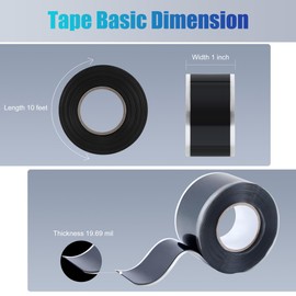 Lichamp Seal Self Fusing Silicone Tape, 1 Inch x 10 Feet x 10 Rolls, Total 100 Feet for Plumbing Leak Repair and Electric Wire Wrapping