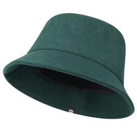 GADIEMKENSD Winter Bucket Hat Premium Wool Packable Plain Colours Unisex Warm Hat, dunkelgrün