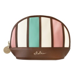 Cleria CL-62210 Bellezza Series Makeup Pouch, Women's, Multicolor, Striped, Shell Shaped Pouch, milky