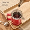 Tea cup with strainer and lid, ceramic red, keeps you