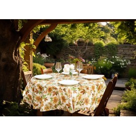 EVERYDAY LUXURIES Waterproof Oval Tablecloth 60 x 84 Inch Stain and Wrinkle Resistant | Decorative 3.6 Gauge Sunflower Fields Vinyl Table Cover for Indoor Outdoor Seatings.