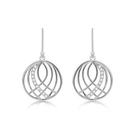 Tuscany Silver Women's Sterling Silver CZ Open Crossover Circle Drop Earrings