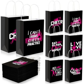 Engrowtic 24 Pcs Cheerleading Bags Cheer Bags Cheerleader Gifts Cheer Accessories for Cheerleaders Tote Bag Eat Sleep Cheer Snack Goodie Bag Cheer Party Favors Treat Bag Bulk for Cheerleaders Team
