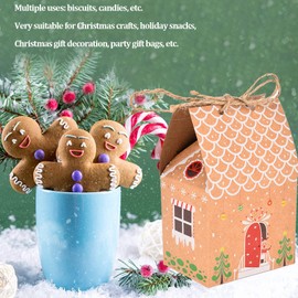 YEmirth 24 Pcs Christmas Kraft Paper Gift Boxes, Mini Candy Goodies Boxes Kraft Paper Gift Bags for Christmas Party Favor