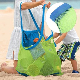 Large Mesh Beach Bag, Sand Beach Kid Toy Storage Bag Made of Mesh Material, Portable Beach Bag, Sand Shoes, Wet Towels, Carry Bag, 75 x 32 x 70 cm