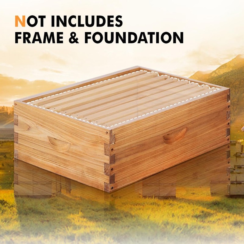 beeknows 8 Frame Super Beehive Board Unassembled Bee Box Wax