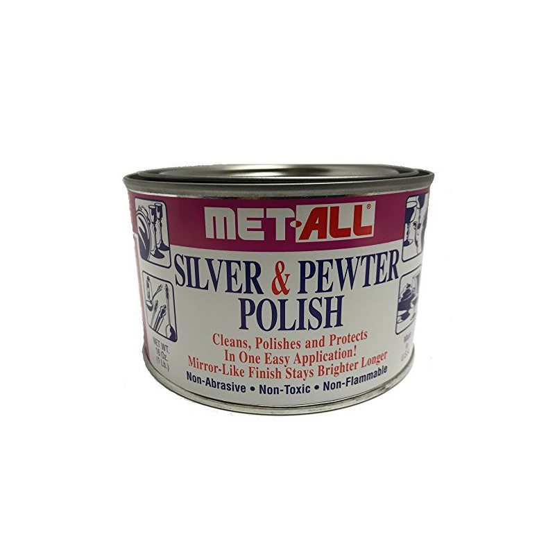 Met-all Silver sterlin Pewter Polish Instantly Shines, Cleans, Polishes Silverwares,