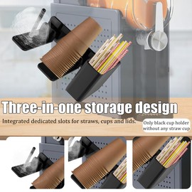 3-in-1 Cup Organizer for Ninja Slushie Machine Cup and Lid Holder Accessories Black