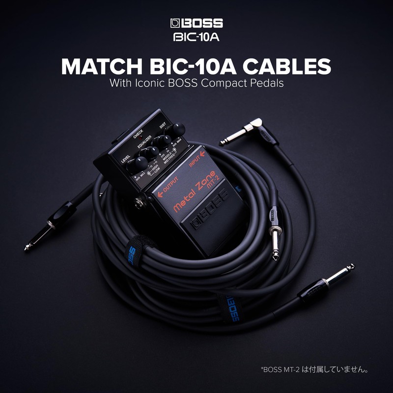 BOSS BIC-10A-BK Guitar Cable, Black, 9.8 ft (3 m), L-Shape,