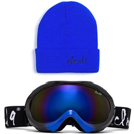 Kids Boys Girls Snow Goggles Anti-Fog Dual Lens UV400 Snowboarding Black Blue