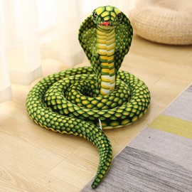 Tikwisdom Stuffed Animals - Snake, Large Cobra Plush Toy, High Simulation Cobra Soft Toy, Prop Animal Party Decoration, Boys and Girls Gift Gifts (Green length 170cm)