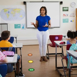 WALENGIF Floor Number Stickers for Classroom Lining up - 36PCS Line up Spots for Classroom Floor Stickers Dots Floors Numbers Decals for Back to School Preschool Kindergarten Supplies